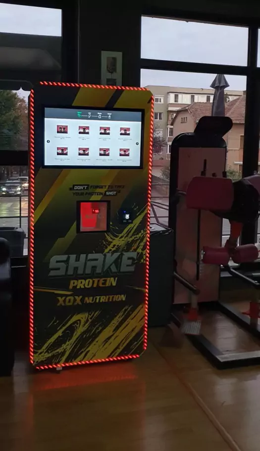 Colorful protein shake vending machine